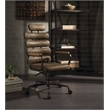 ACME Calan Leather High Back Adjustable Swivel Office Chair in Brown