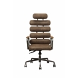 ACME Calan Leather High Back Adjustable Swivel Office Chair in Brown