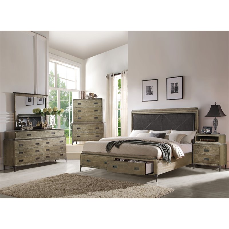 ACME Athouman 5 Drawer Chest in Weathered Oak | Cymax Business