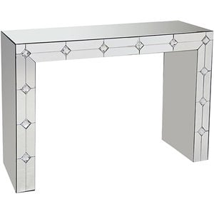 acme hessa engineered wood console table in mirrored & faux rhinestone