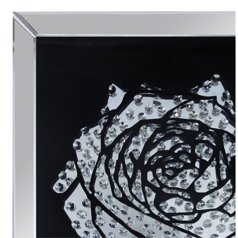 ACME Talisha Glass Square Wall Art in Mirrored and Faux Crystal Rose