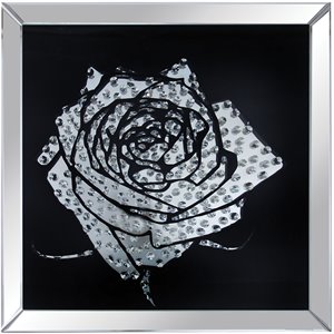 ACME Talisha Glass Square Wall Art in Mirrored and Faux Crystal Rose