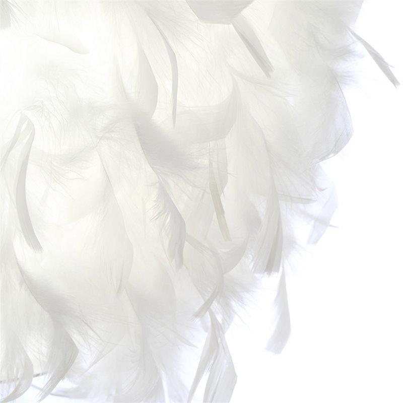 ACME Theodosia Feather Table Lamp with Metal Base in White and Nickel