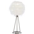 ACME Theodosia Feather Table Lamp with Metal Base in White and Nickel