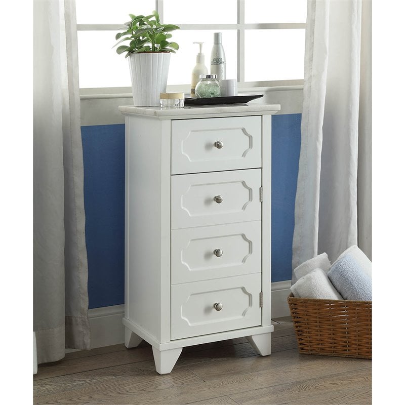 Acme Shakeia Marble Top Floor Cabinet In White 97538