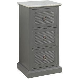 acme swart wooden rectangular 3-drawer cabinet with marble top in white and gray