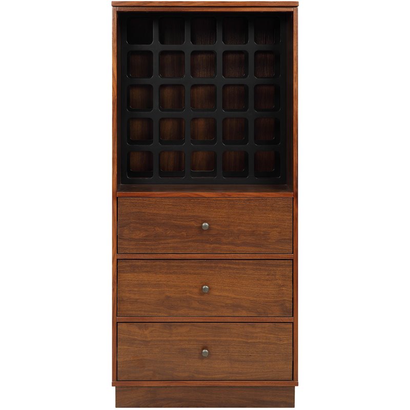 ACME Wiesta Engineered Wood Wine Cabinet with 3 Drawers in Walnut