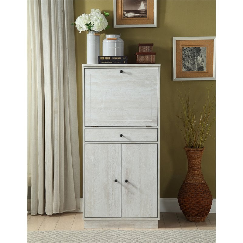 ACME Wiesta Engineered Wood  Wine Cabinet with Drawer in Antique White