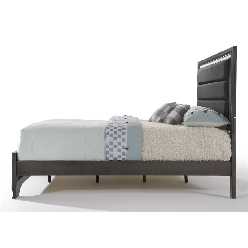 ACME Carine II Wooden Upholstered King Panel Bed in Gray