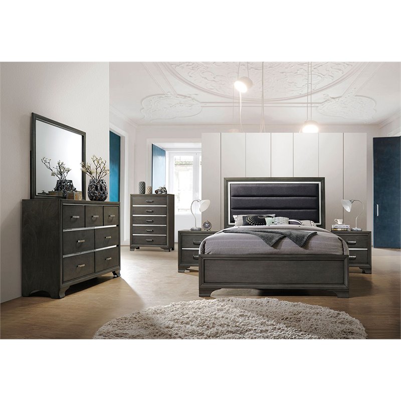 ACME Carine 5 Drawer Wooden Chest in Gray