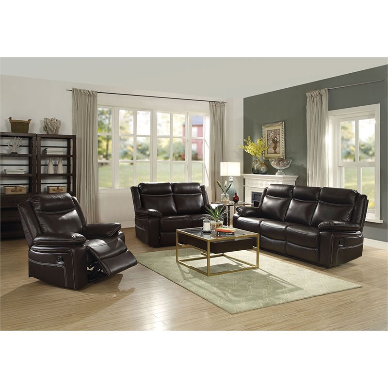 ACME Corra Faux Leather Reclining Loveseat in Espresso
