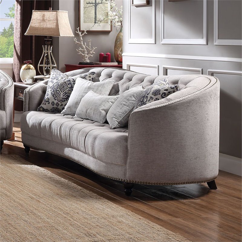 ACME Saira Tufted Sofa in Light Gray