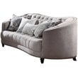 ACME Saira Button Tufted Sofa with 5 Pillows in Light Gray Fabric