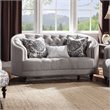 ACME Saira Button Tufted Loveseat with 3 Pillows in Light Gray Fabric