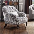 ACME Saira Tufted Accent Chair with 1 Pillow in Light Gray and Blue Fabric