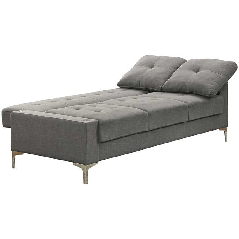ACME Dorian Linen Fabric Tufted Adjustable Sleeper Sofa in Gray