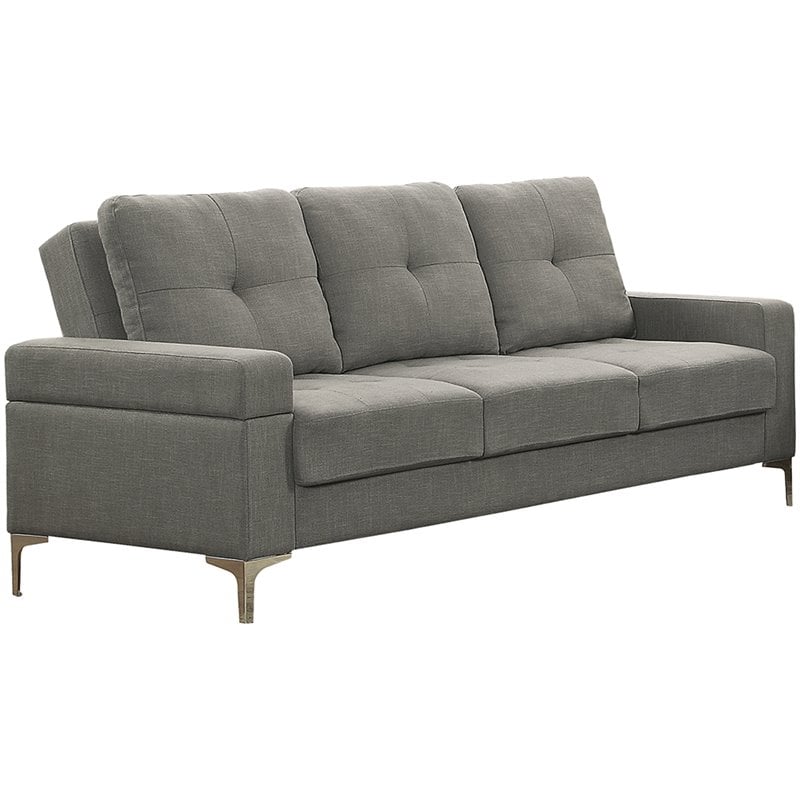 ACME Dorian Linen Fabric Tufted Adjustable Sleeper Sofa in Gray