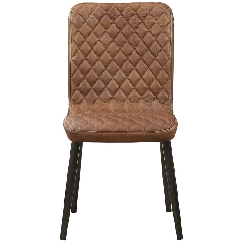 ACME Millerton Leather Dining Side Chair in Chocolate (Set of 2)