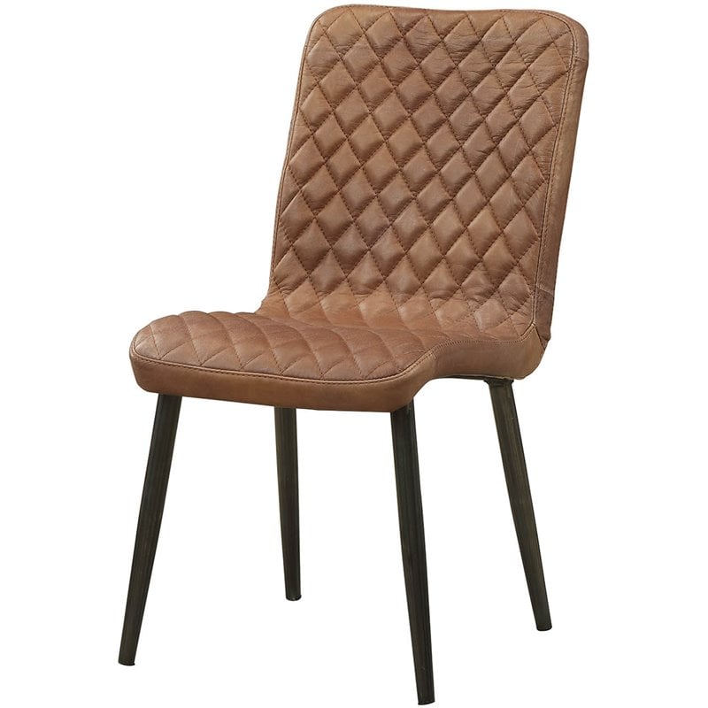 ACME Millerton Leather Dining Side Chair in Chocolate (Set of 2)