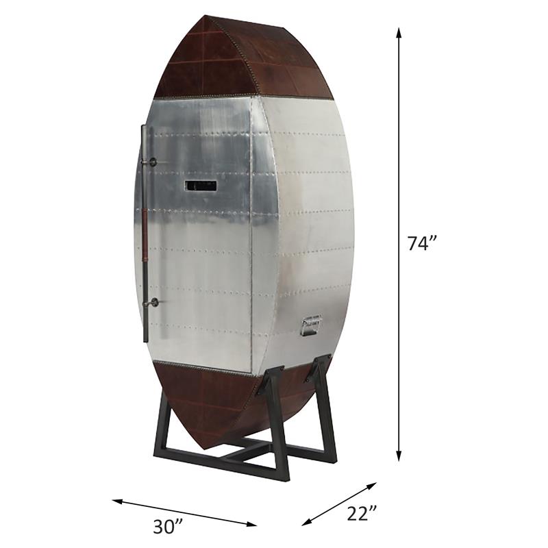 ACME Brancaster Wine Cooler Cabinet in Retro Brown and Aluminum