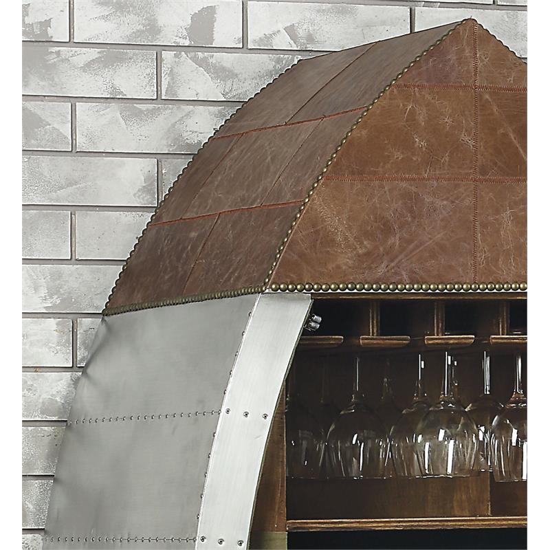 ACME Brancaster Wine Cooler Cabinet in Retro Brown and Aluminum