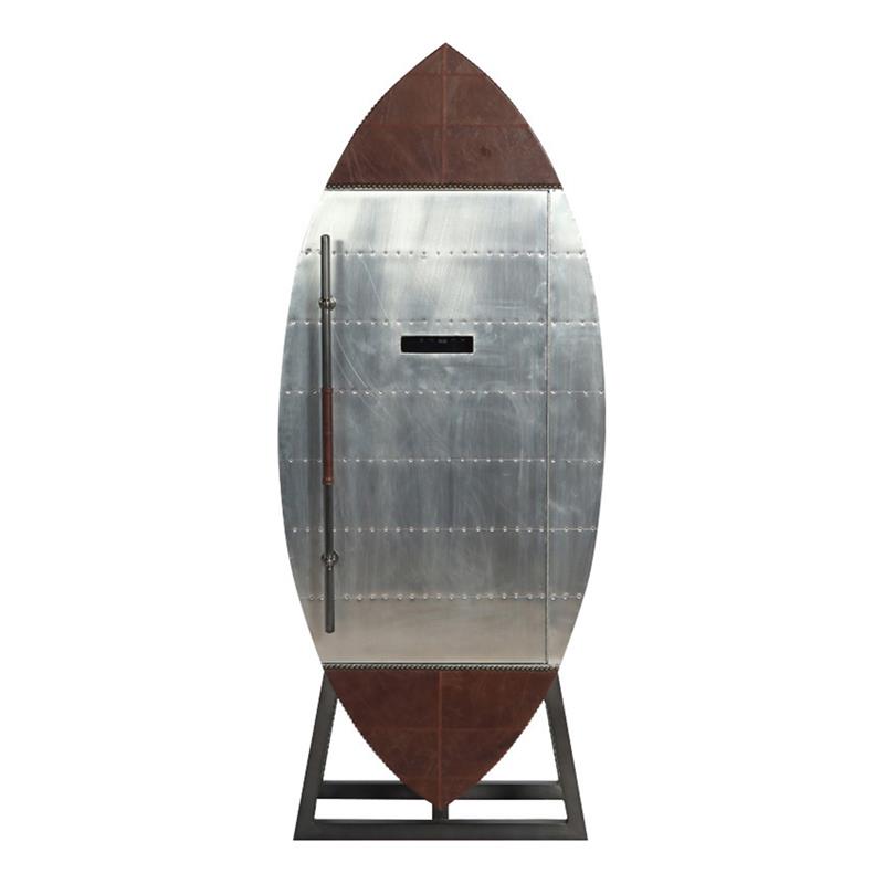ACME Brancaster Wine Cooler Cabinet in Retro Brown and Aluminum