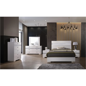 ACME Naima II Wood and Metal 2-Drawers Bedroom Nightstand in White