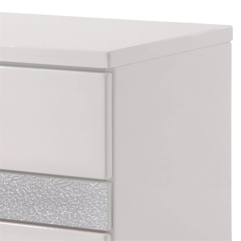 ACME Naima II Wood and Metal 2-Drawers Bedroom Nightstand in White