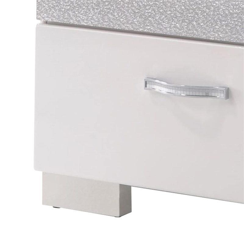 ACME Naima II Wood and Metal 2-Drawers Bedroom Nightstand in White