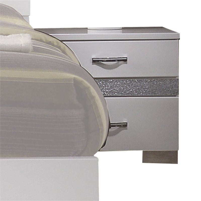 ACME Naima II Wood and Metal 2-Drawers Bedroom Nightstand in White
