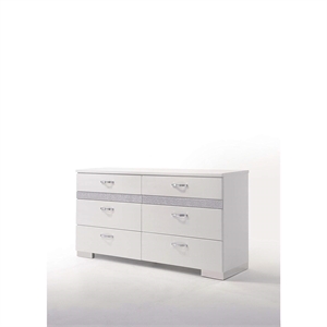 ACME Naima II 6 Drawer Wood Dresser in White