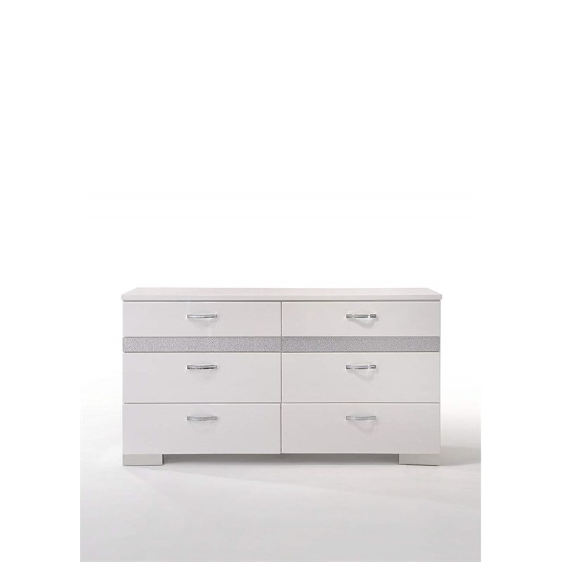 ACME Naima II 6 Drawer Wood Dresser in White