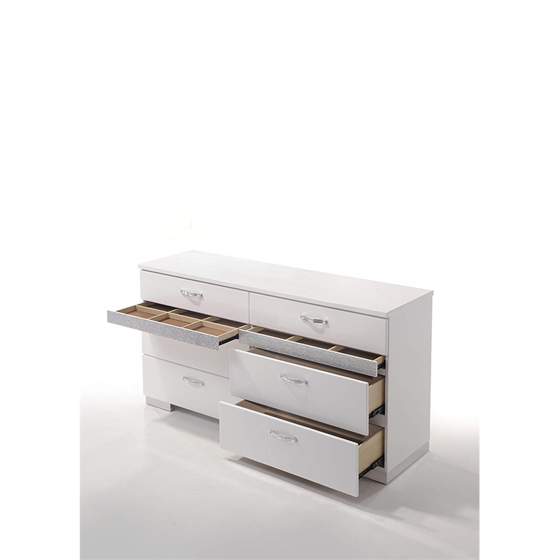 ACME Naima II 6 Drawer Wood Dresser in White
