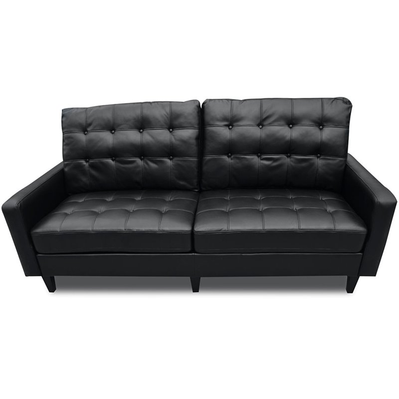 Acme Nate Faux Leather Tufted Sofa In Black 50265 Acme Nate Faux Leather Tufted Sofa In Black