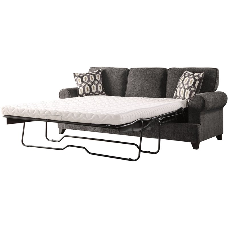 Acme Alessia Chenille Sleeper Sofa In Dark Gray