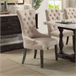 ACME Gerardo Fabric Tufted Dining Side Chair in Beige and Weathered Espresso