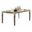 ACME Kacela Rectangular Wood Extendable Dining Table in Champagne and Mirrored