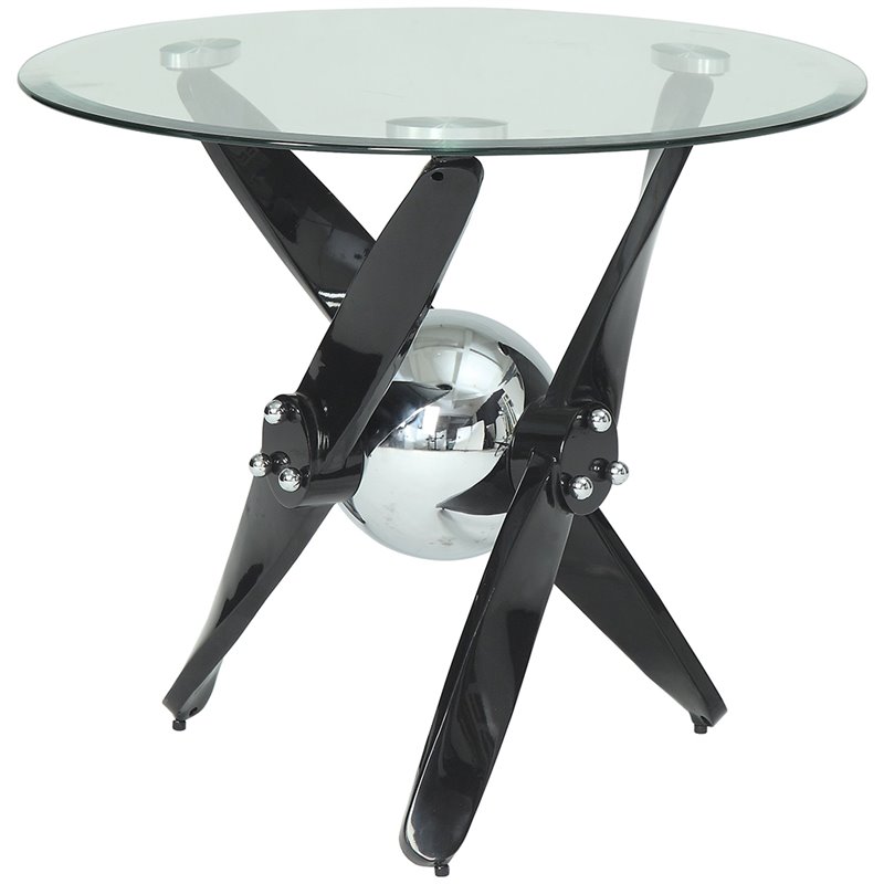 Acme Hagelin 48 Round Glass Top Dining Table In Black Chrome 72325 Acme Hagelin 48 Dining Table Only