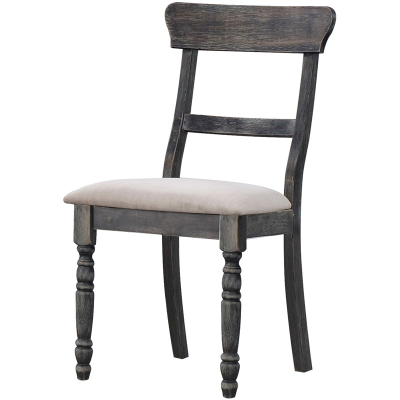 ACME Wallace 2 Pieces Dining Side Chair in Light Brown and Weathered Gray