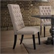 ACME Morland Linen Fabric Tufted Parson Dining Side Chair in Tan and Black
