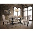 ACME Morland Linen Fabric Tufted Parson Dining Side Chair in Tan and Black