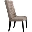 ACME Morland Linen Fabric Tufted Parson Dining Side Chair in Tan and Black