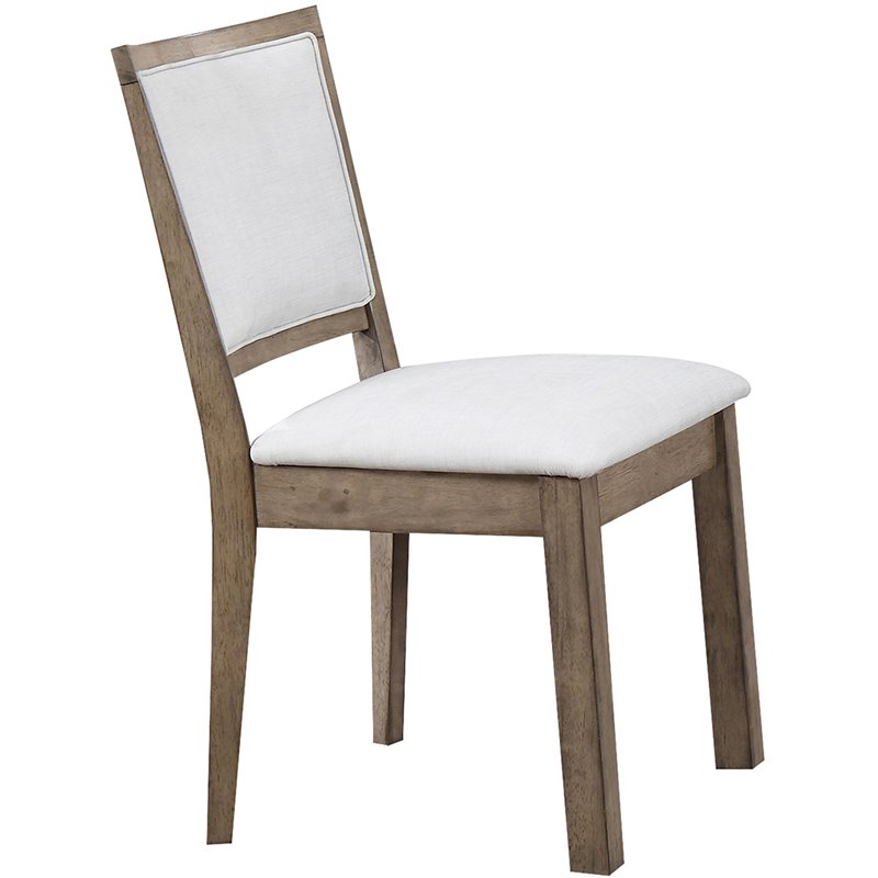 Acme Paulina Faux Leather Dining Side Chair In White And Rustic Oak Acme Paulina Faux Leather Dining Side Chair In White And Rustic Oak