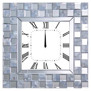 acme nasa wooden wall clock in mirrored with frosted checkered and mother pearl