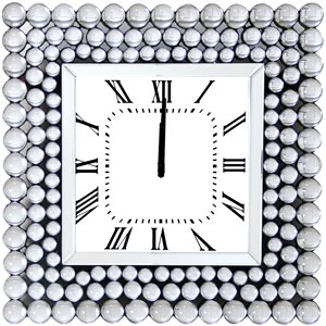 acme boffa square wall clock with geometric pattern wood frame in mirrored