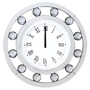 acme boffa round wall clock with circular floating crystal in mirrored