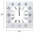 ACME Hessa Square Wall Clock with Faux Rhinestones Inlay Wood Frame in Mirrored