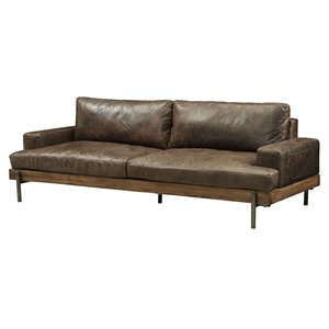 acme silchester leather sofa in oak and distress chocolate