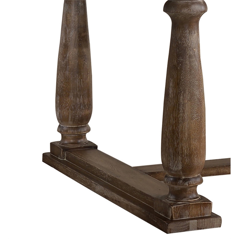 ACME Bernard Rectangular Trestle Dining Table in Weathered Oak Wood