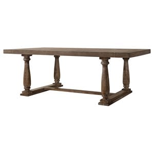 ACME Bernard Rectangular Trestle Dining Table in Weathered Oak Wood